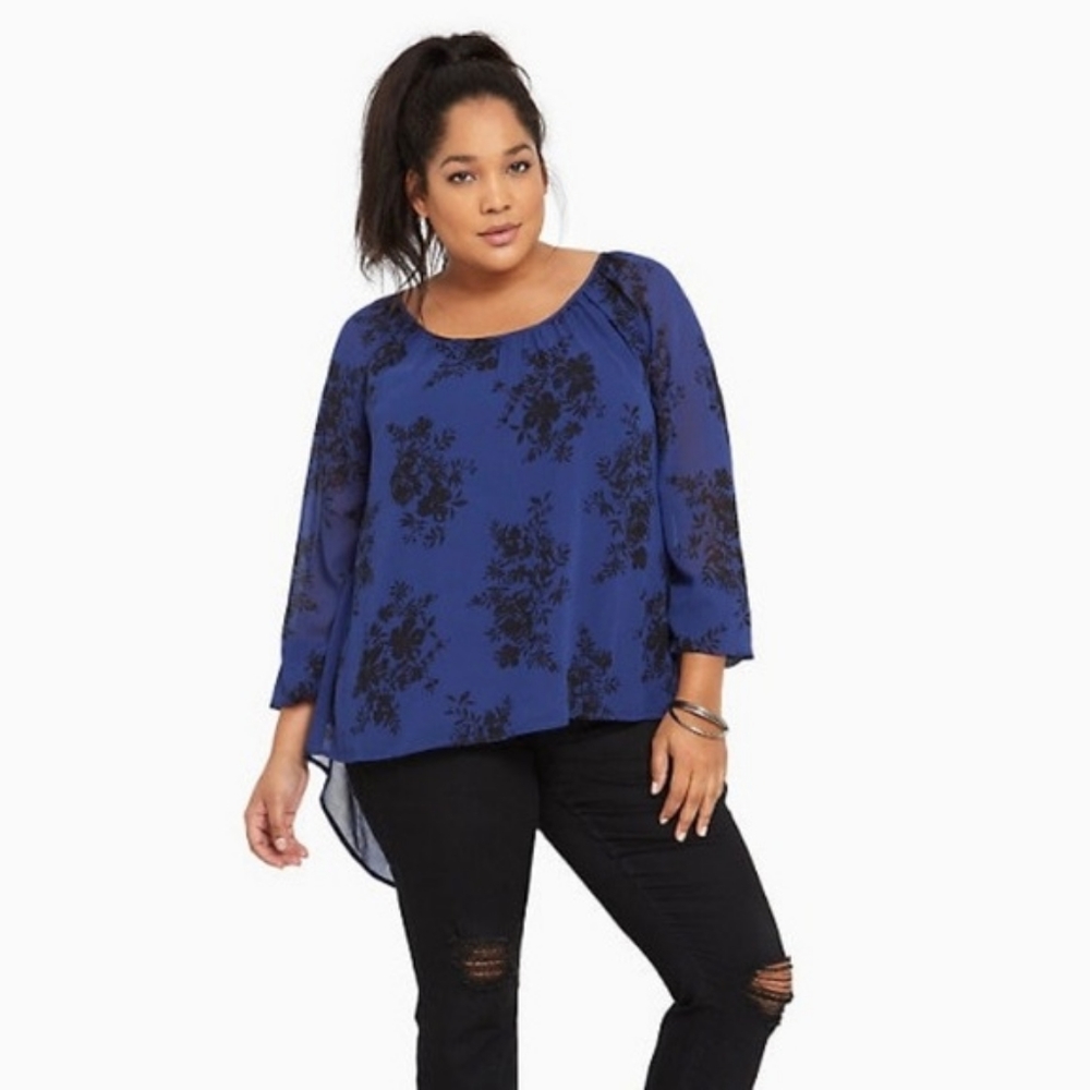 Floral Chiffon Tulip Blouse
